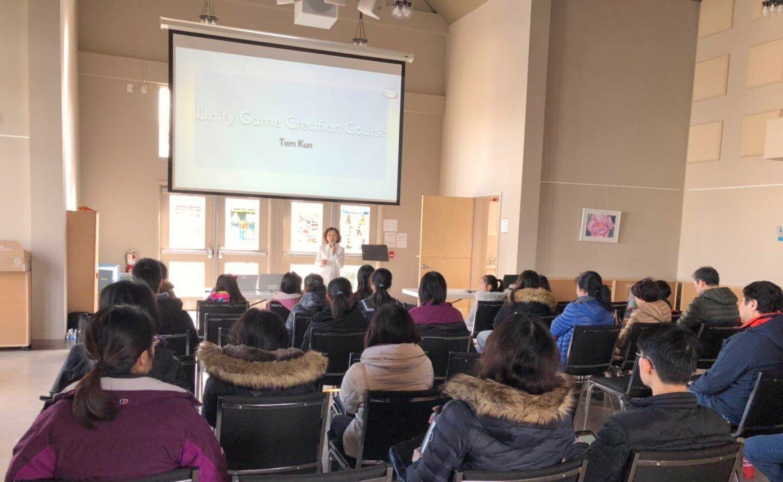 Participants attending a Unity game creation course