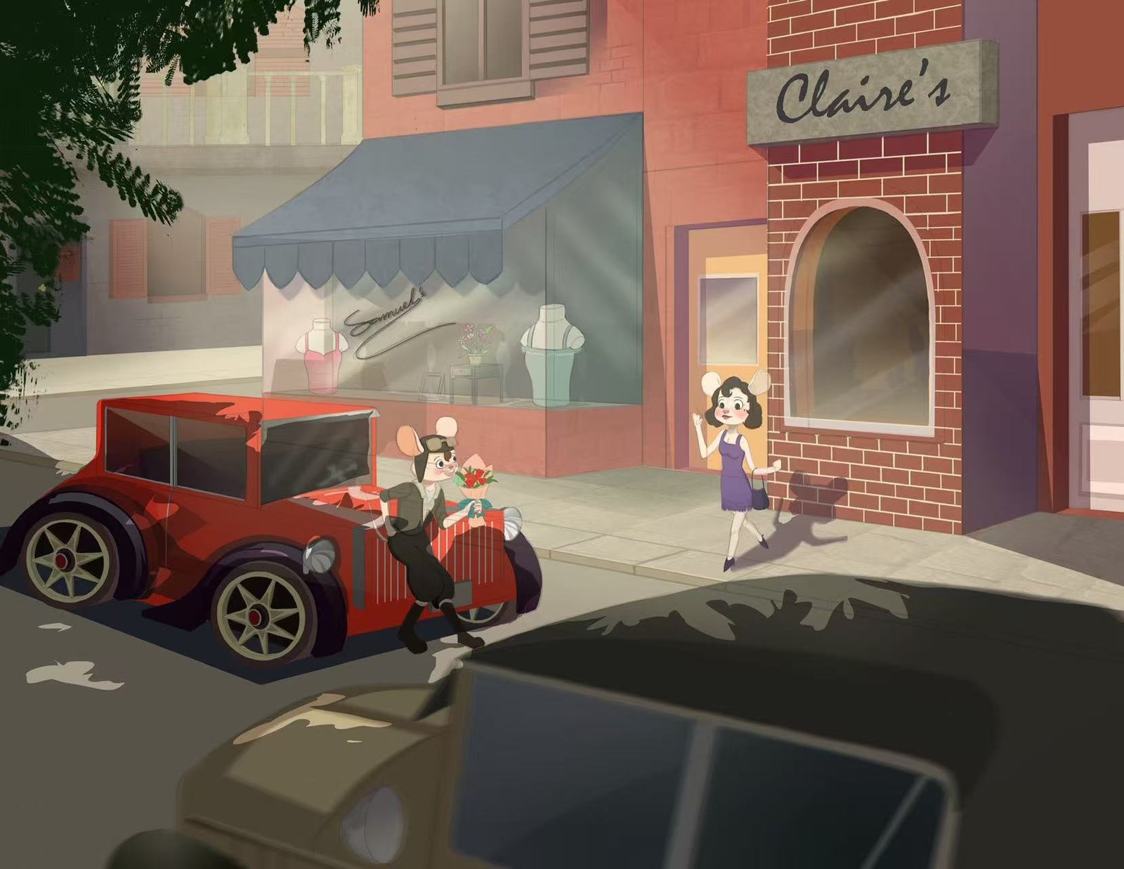 Original illustrated city scene